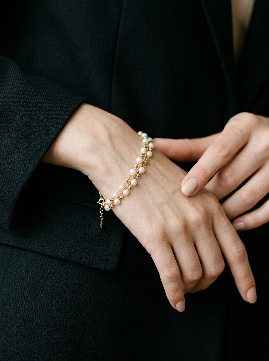 Model wrist in fine diamond bracelet